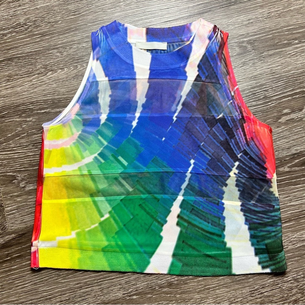 Zara Crop top with mesh details. Colorful. Size small